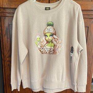 Athletic Works Beige Sweatshirt with Graphic Design Large NWT